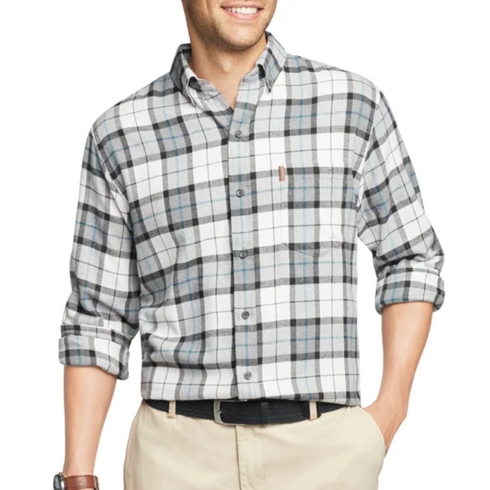 IZOD Men's Long Sleeve Plaid Button Down Flannel